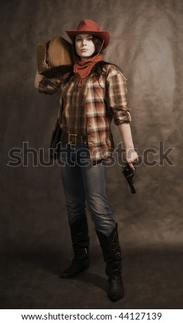 American cowgirl in a western movie style