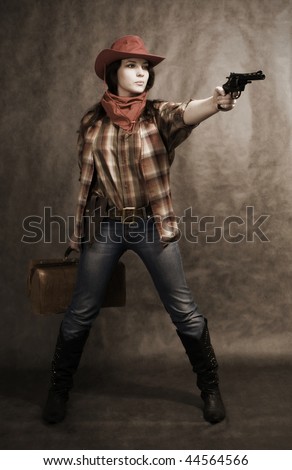 American cowgirl in a western movie style