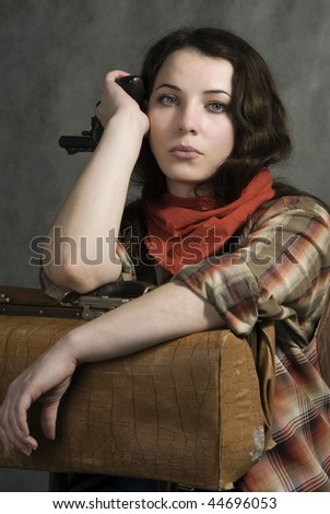 Portrait of a cowgirl. Western movie style