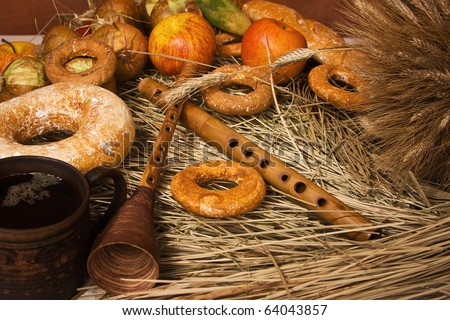 Harvest. Still Life with russian pipes