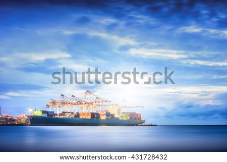 Container Cargo ship in the Trade Port, Shipping, Transportation, Logistic Import Export background.