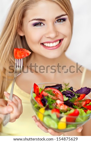 A woman eating healthy