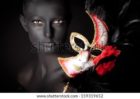 art photo of a beautiful woman with black face