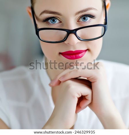 business woman in glasses