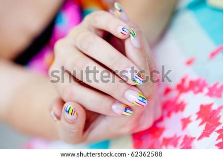 bright nail polish. with right nail polish