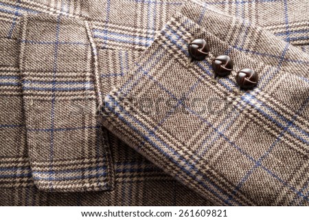 Fabric - Plaid tweed jacket detail
