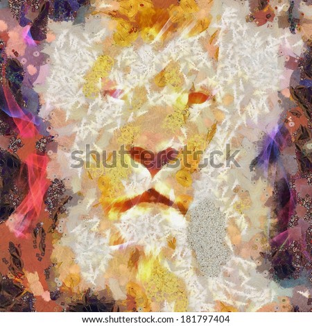 Abstract Lion Collage Painting