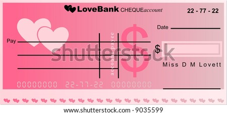 love bank - generic cheque design