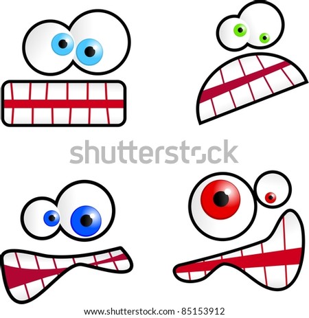 Funny Pictures Stress on Collection Of Cute Cartoon Emoticon Faces Isolated On White    Stock