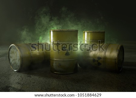 Nuclear waste in barrels (3D Rendering)