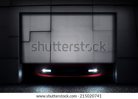 Sports Car behind Garage Door
