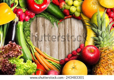 Vegetables and Fruit Heart Shaped