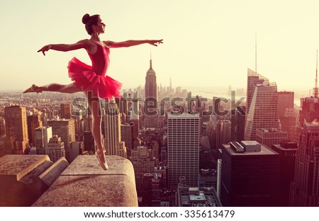 Ballet Dancer in front of New York Skyline