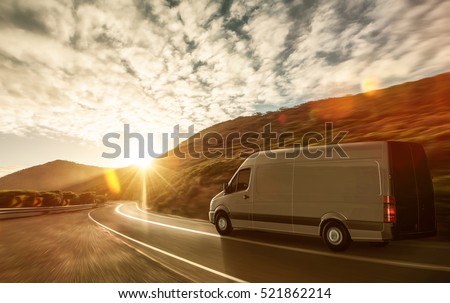 Delivery van on a country road
