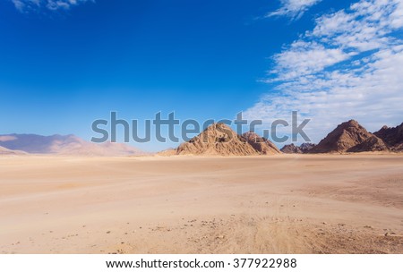 Mountain in the desert and the blue sky