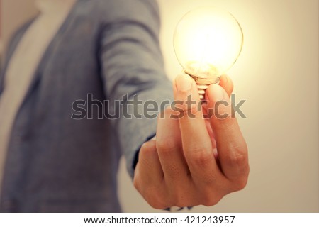 hand action icon symbol on business suit means business actions or activities use for empower, encourage, work, win, fight, victory business, or present work, business, products with light bulb