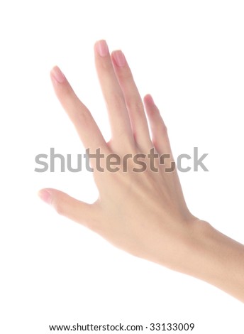 Women hand on isolated a white background