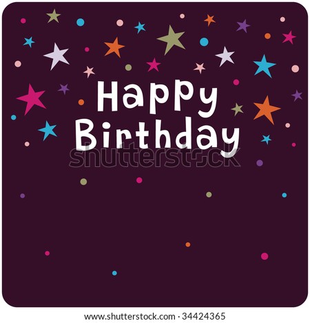 Vector Star Background Birthday Card Design - 34424365 