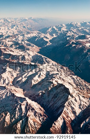 Andes mountains, Argentina Chile, aerial view