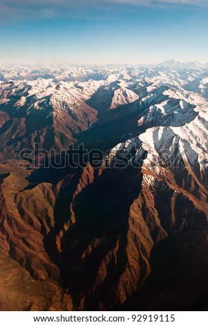 Andes mountains, Argentina Chile, aerial view