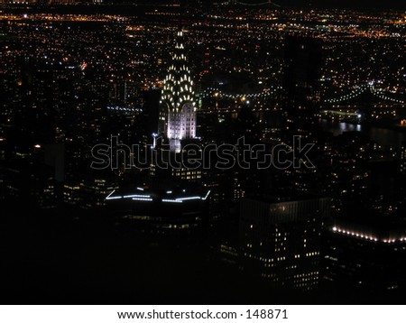 Picture from the Empire State Building at night, taken while waiting in line, not from the top