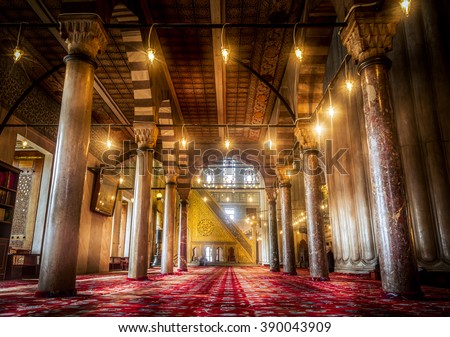 Interior design of the Sultanahmet Mosque  the Blue Mosque  in Istanbul, Turkey