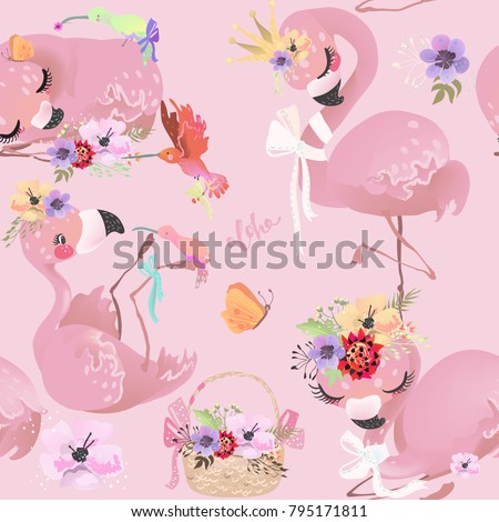 flamingo, bird, pink, hummingbird, baby, princess, girl, crown, flowers, bouquets, floral, queen, cute, animal, tropical, bird, exotic, basket, balloons, bow, romantic, love, paradise, dreaming, nurse