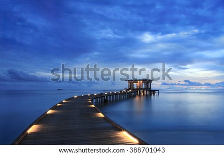 The twilight pier in Maldives