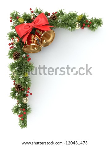 Christmas corner from the decorated fir tree branches Christmas corner from the decorated fir tree branches
