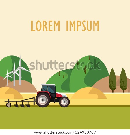 Agriculture Farming and Rural landscape background. Elements for info graphic, websites.Retro style banner. Vector illustration.