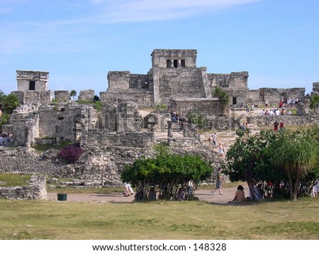 The temple complex of Tulum, a city of the Maya civilization located on the Caribbean coast, Mexico.