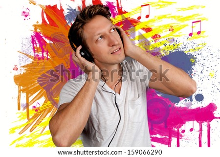 Young man listen to music