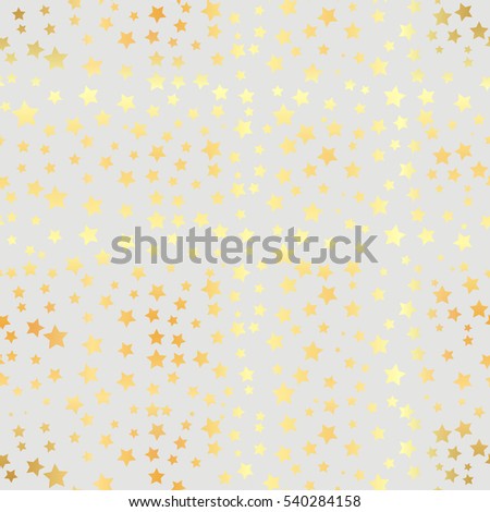 Gold star seamless pattern. Abstract black modern seamless pattern with gold confetti stars. Shiny background. Texture of gold foil. Rasterized copy
