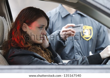 Young woman pulled over by police