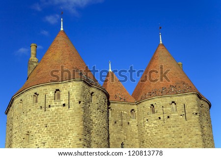 blue sky behind a French castle