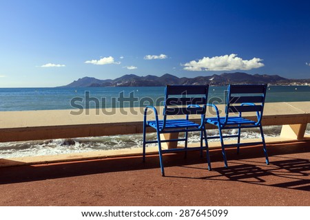 The famous blue chairs  from Cannes Film Festival