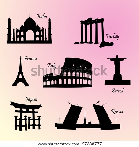 landmarks of world. stock vector : Landmarks