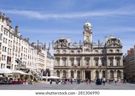 LYON, FRANCE - 22 May 2015: The Town-Hall of Lyon. Berlin on May 22, 2015. Lyon, France