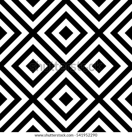 Vector seamless pattern. Decorative element, design template with striped black and white diagonal inclined lines. Background, texture with optical illusion effect. Moving tiles in op art style