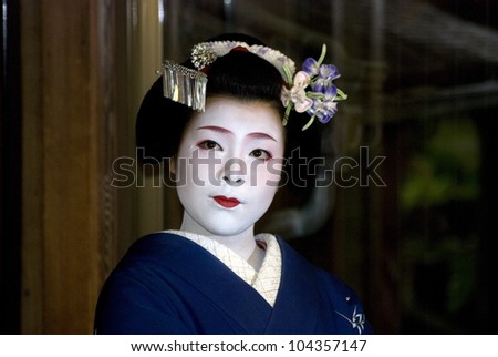 KYOTO, JAPAN - MAY 14: Maiko in kimono performs in a Geisha House May 14, 2012 in Kyoto, Japan. Maiko is a geisha apprentice, a popular form of Japanese entertainment, left from the medieval times.