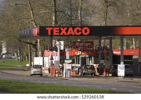 EINDHOVEN - FEBRUARY 5: Texaco gas station on February 5, 2013, Eindhoven, The Netherlands. Texaco is one of the biggest oil company in the world, opens up stations all over Europe.