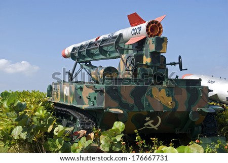 Havana, Cuba - January 30 : Soviet Made Ballistic Rocket And Its Launcher On 30 January, 2014, Havana, Cuba. Cuba Is A Communist Country, Which Had A Very Strong Relation With Former Soviet Union.