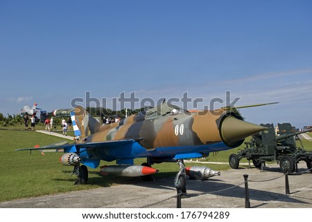 HAVANA, CUBA - JANUARY 30 : Soviet aircraft on 30 January, 2014, Havana, Cuba. Cuba is a communist country, which had a very strong relation with former Soviet Union.