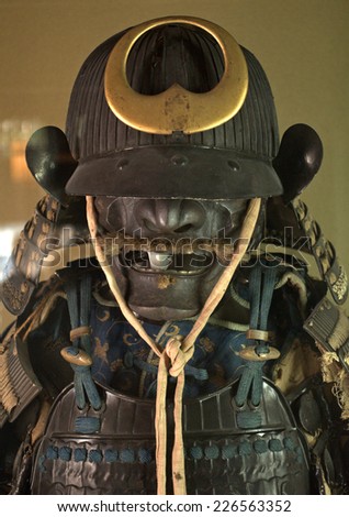 KANAZAWA, JAPAN - SEPTEMBER 27: Samurai shield at September 27, 2014 in Kanazawa, Japan. Samurais were warriors in medieval Japan.