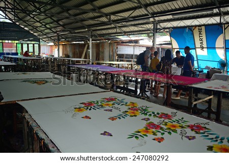 PENANG - JANUARY 6: Batik workshop at January 6, 2015 in Penang, Malaysia. Batik is a popular souvenir from Penang.
