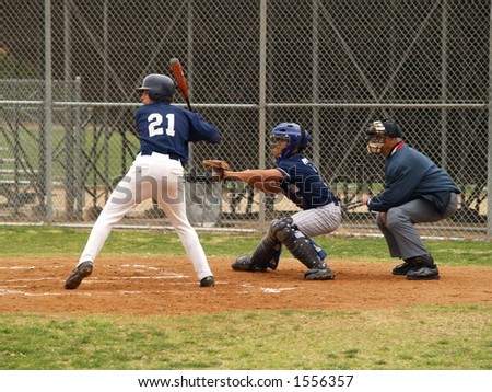 Baseball catcher with Umpire and batter