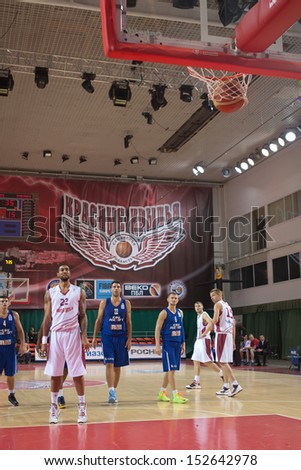 SAMARA, RUSSIA - DECEMBER 05: Jeremiah Massey of BC Krasnye Krylia scored a goal from the free throw line in a game against BC CSU Asesoft Ploiesti on December 05, 2012 in Samara, Russia.