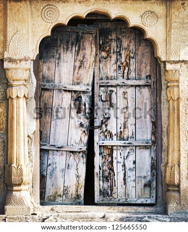 Old wooden door. Rajasthan, India, Asia