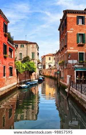Venice. Venetian canal. Venice is a city in northeast Italy which is renowned for the beauty of its setting, its architecture and its artworks. It is the capital of the Veneto region.