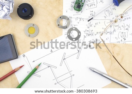 A working area of a researcher and developer of new technologies and machines using mechanics, electronics, optics and invention.